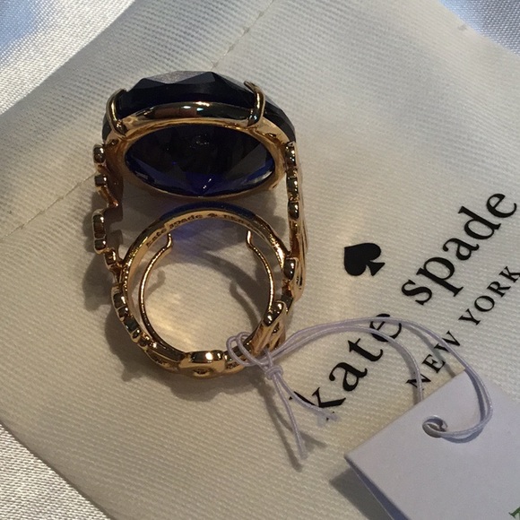 KATE SPADE ♠️ “WHAT A GEM” 💎 BIG BLUE RING - Picture 3 of 3